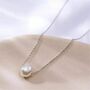 Minimalist Single White Pearl Drop Floating Necklace, thumbnail 3 of 4