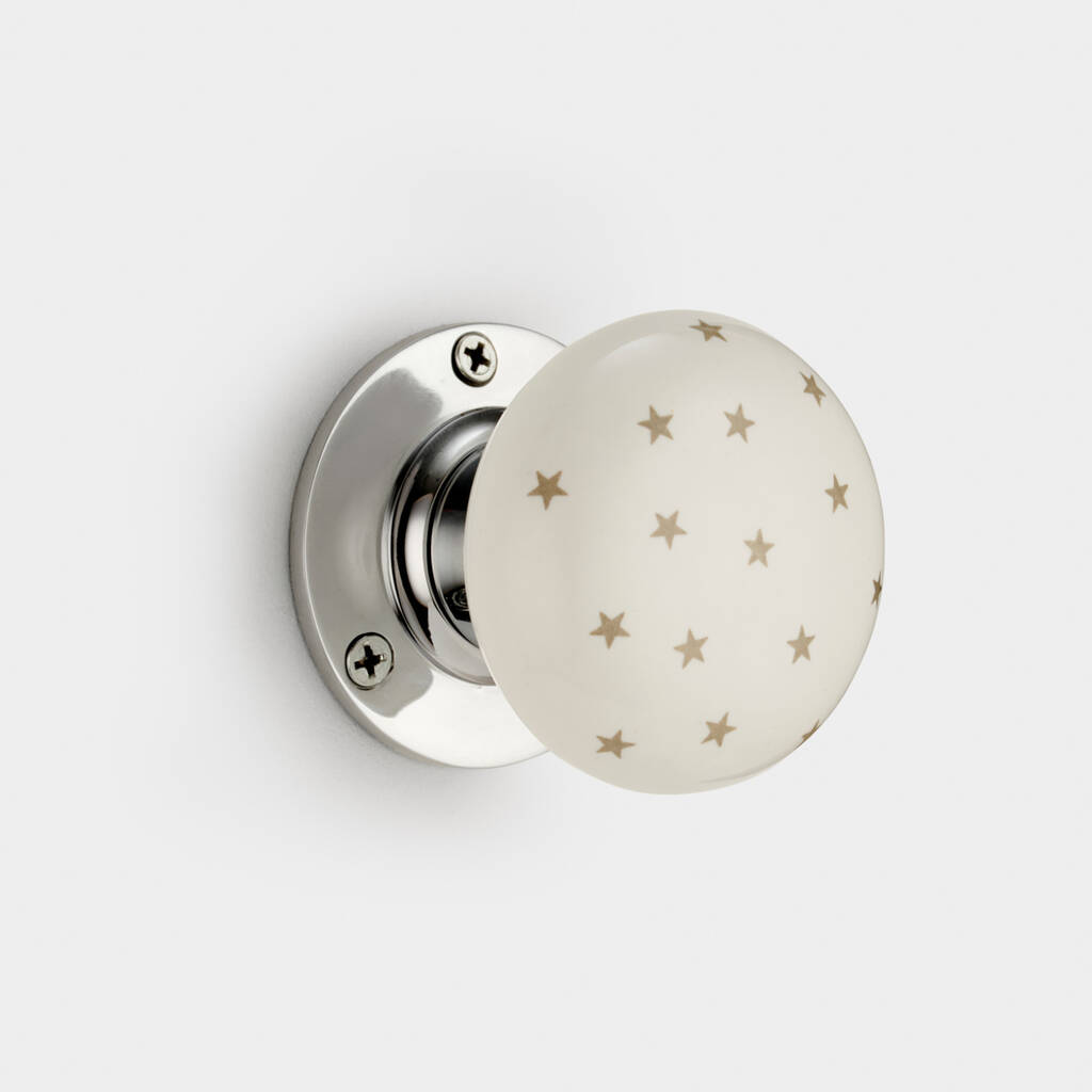 White Grey Stars Internal Turning Mortice Door Knobs By Pushka Home