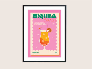 Retro Cocktail Tequila Sunrise Print, 2 of 4