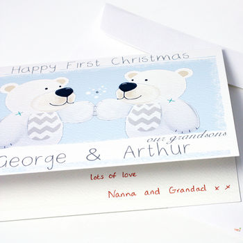 Personalised Bear Twins First Christmas Card, 8 of 10