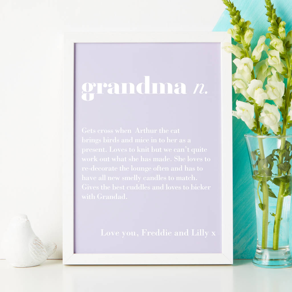 Gift For Nanny Personalised Grandma Definition Print By coconutgrass