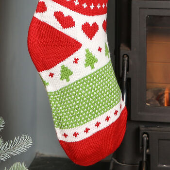 Personalised Chunky Knit Nordic Christmas Stocking, 6 of 7