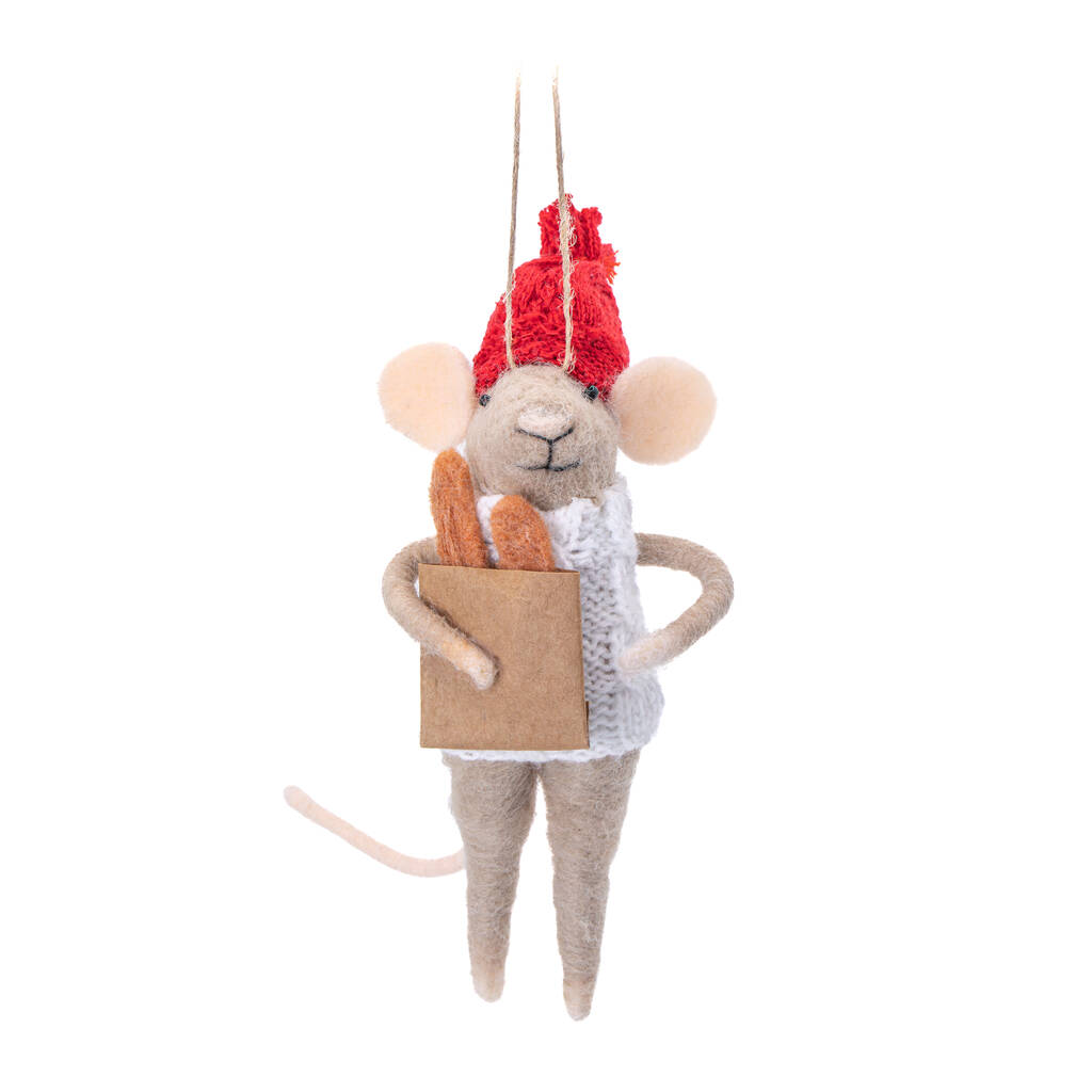 Mouse With Baguette Felt Decoration, 1 of 1
