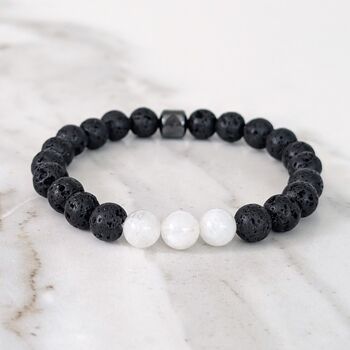 Men's Moonstone And Lava Bead June Birthstone Bracelet, 3 of 10