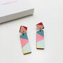 Treat Wooden Dangle Earrings Green/Pink, thumbnail 4 of 8