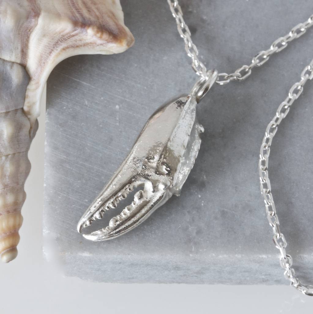 Silver Crab Claw Necklace, Cancer Zodiac Necklace By Caroline Brook ...