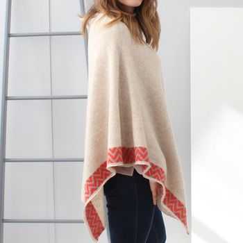 Oatmeal Knitted Lambswool Poncho, 10 of 10