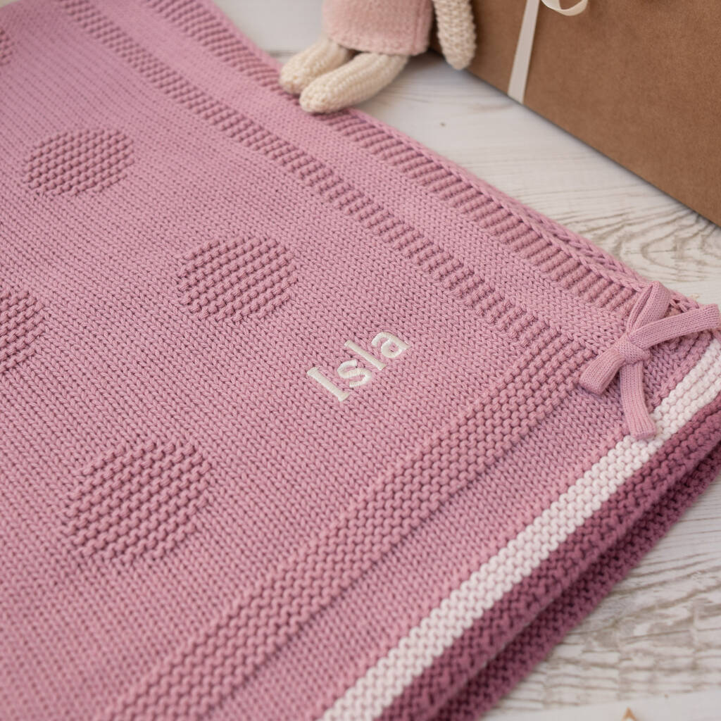 Baby Girls Spot And Bow Blanket By Toffee Moon