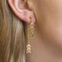 Double Drop Leaf Chain Birthstone Earrings, thumbnail 1 of 11