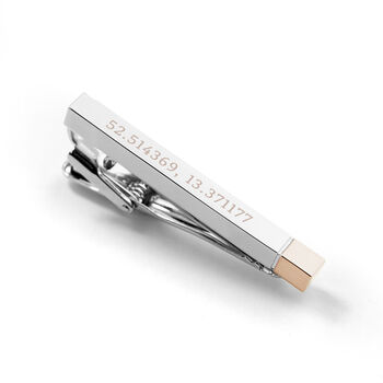 Personalised Special Coordinates Two Tone Tie Clip, 5 of 5