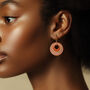 Terracotta And Cream Stripey Circular Earrings, thumbnail 5 of 7