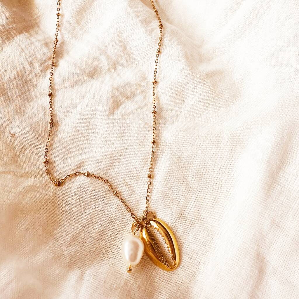 Gold Crab Claw And Pearl Charm Necklace By Knotsy Brighton