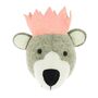 Mini Baby Bear Head With Pink Crown Wall Head, thumbnail 1 of 2