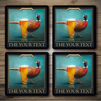 Personalised Bar Runner And Coasters The Pheasant, 2 of 8