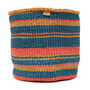 Kamata: Teal, Gold And Red Stripe Woven Storage Basket, thumbnail 3 of 6
