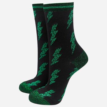 Women's Lightning Bolt Bamboo Glitter Socks Gift Set, 4 of 5