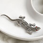Sterling Silver Marcasite Lizard Gecko Brooch, thumbnail 1 of 9