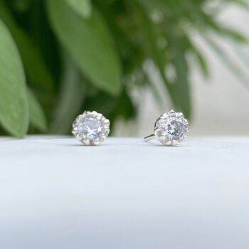 Starburst Diamond Brilliant Cut Solitaire Earrings, 3 of 6