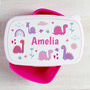 Personalised Dinosaurs Pink Lunch Box Gift, thumbnail 3 of 3