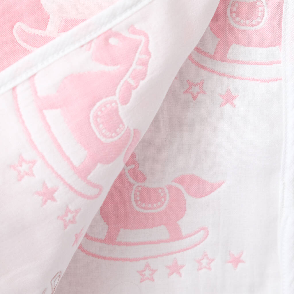 Personalised Pink Rocking Horse Doublesided Blanket By 1st Birthday