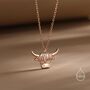Oxidised Sterling Silver Highland Cow Pendant Necklace, thumbnail 2 of 12