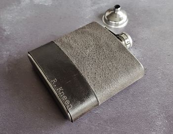 Engraved Leather Hip Flask, 7 of 8