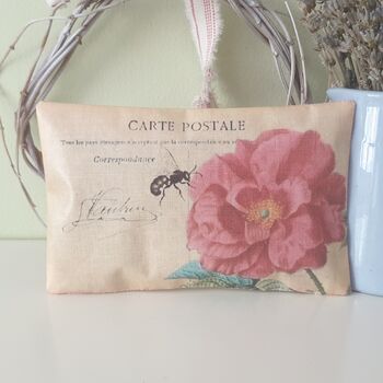 Handmade Lavender Sachet With French Postcard Rose Print Design, Thoughtful Birthday Gift For Friends, 6 of 9