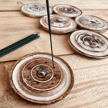 White Wash Incense Stick Holder Ash Catcher Plate, 9 of 9