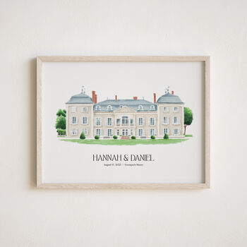 Wedding Day Gift Save The Date Venue Portrait Drawing, 11 of 12