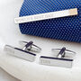 Personalised Silver And Rose Gold Plated Tie Pin And Cufflink Set, thumbnail 1 of 12