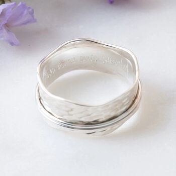 Personalised Sterling Silver Two Band Wave Spinner Ring, 7 of 12