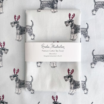 Schnauzer Dog Christmas Tea Towel, 2 of 5