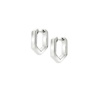 Sterling Silver Geometric Hoop Earrings, 2 of 3