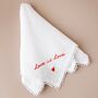 Love Is Love Embroidered White Linen Napkin, thumbnail 3 of 4