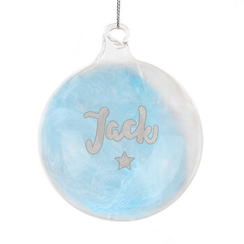 Personalised Pink Or Blue Feather Glass Bauble – Christmas Tree Decorations, 9 of 10