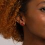 Red Druzy Round 18k Gold Plated Earrings Studs, thumbnail 1 of 3