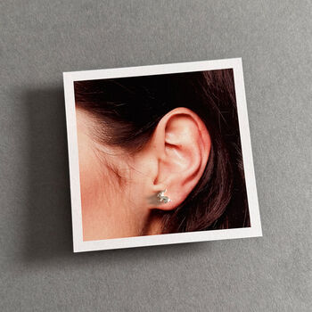 Happy Birthday Sterling Silver Bunny Earrings, 4 of 5