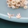 Mismatched Sterling Silver Phoenix And Fire Stud Earrings, thumbnail 5 of 11