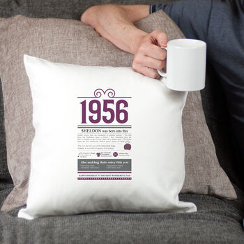 Personalised 70th Birthday Gift 1956 Cushion, 5 of 12