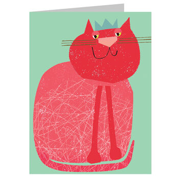 Pink Cat In Party Hat Mini Greetings Card, 2 of 3