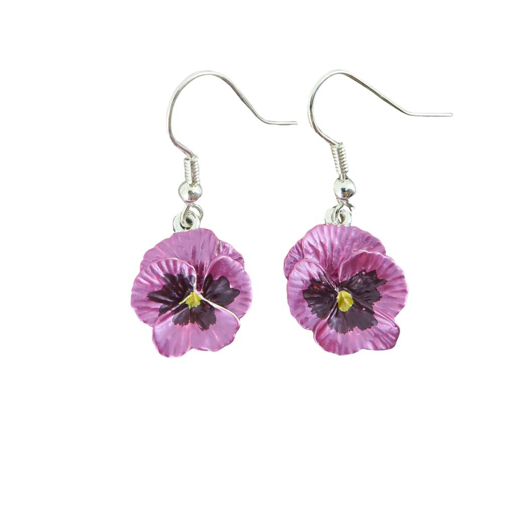 Pansy Pink Flower Drop Earring By At London Jewels