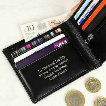 Personalised Message Black Leather Wallet, 3 of 5