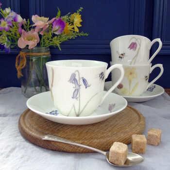 Bee And Spring Flowers China Teacup And Saucer, 8 of 11