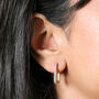 Rectangular Crystal Huggie Hoop Earrings In Gold, thumbnail 2 of 3