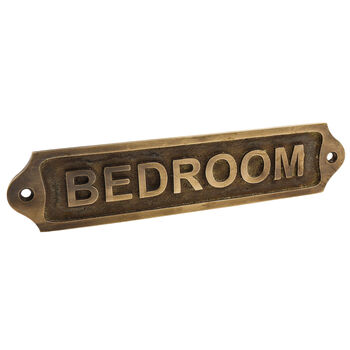Custom Solid Brass Bedroom Plaque With Vintage Finish, 2 of 11