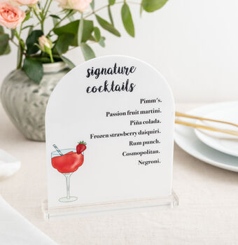 Personalised Cocktail Freestanding Acrylic Menu Sign, 2 of 5