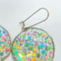 Medium Disco Earrings With Silver Sparkles, thumbnail 3 of 11