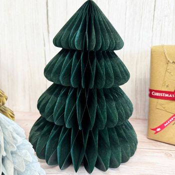 Three Assorted Mini Christmas Tree Honeycomb Decorations | Pop Up Paper Centrepiece, 2 of 3