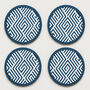 Four X Geometric Blue Rubber Coasters New Home Gift, thumbnail 2 of 3