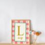 Girls Personalised Initial And Name Wall Print For Bedroom Or Nursery, thumbnail 3 of 3